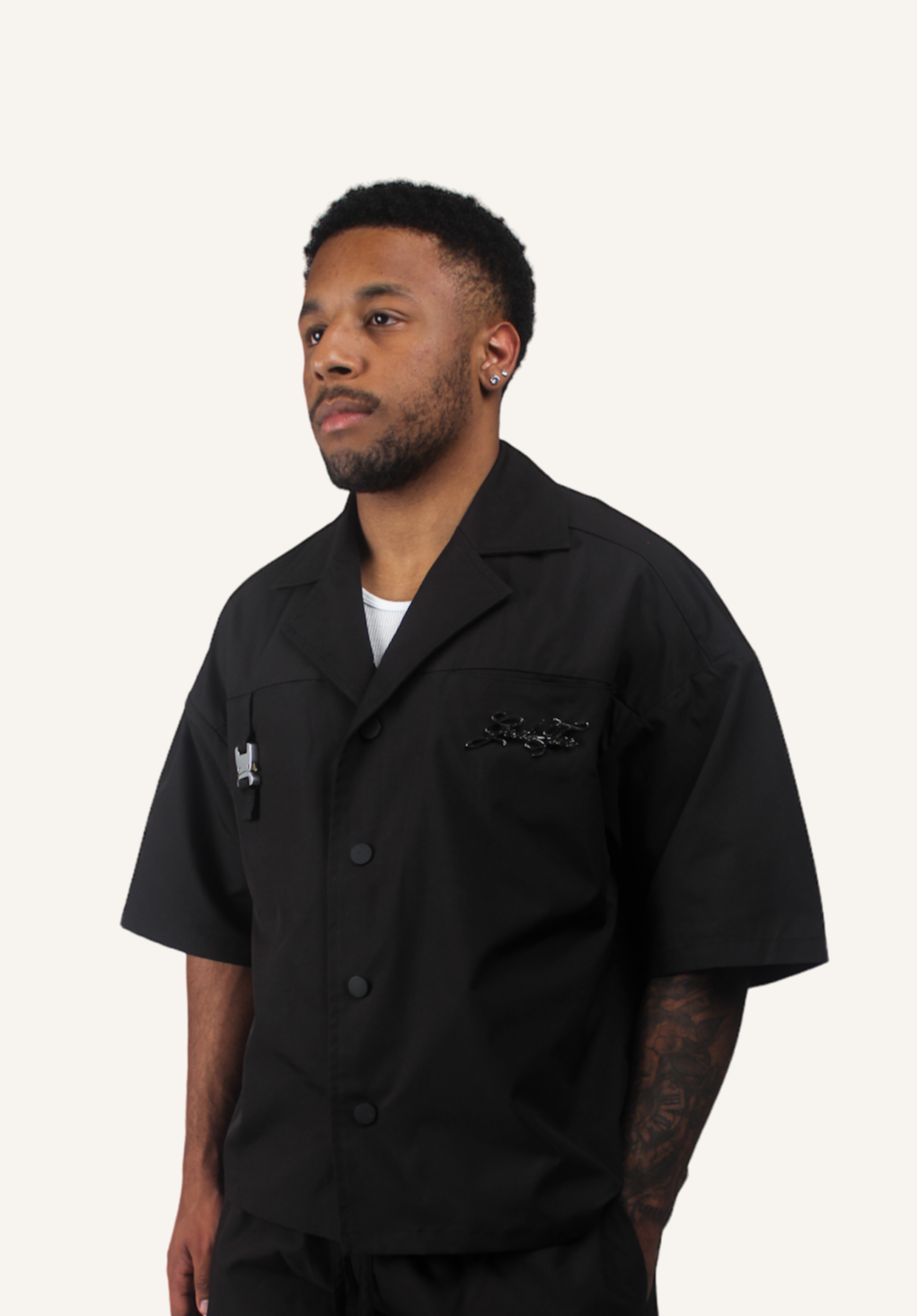 Black Camp Collar Shirt